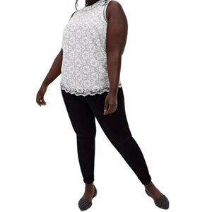 Torrid Women's Feminine White Lace Mock Neck Blouse With Sheer Paneling Size 5x